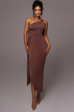Chocolate Out Of Mind One Shoulder Dress -Trendify Store PRODUCT JUL112023 NEWARRIVALS 90 scaled