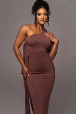 Chocolate Out Of Mind One Shoulder Dress -Trendify Store PRODUCT JUL112023 NEWARRIVALS 96 scaled