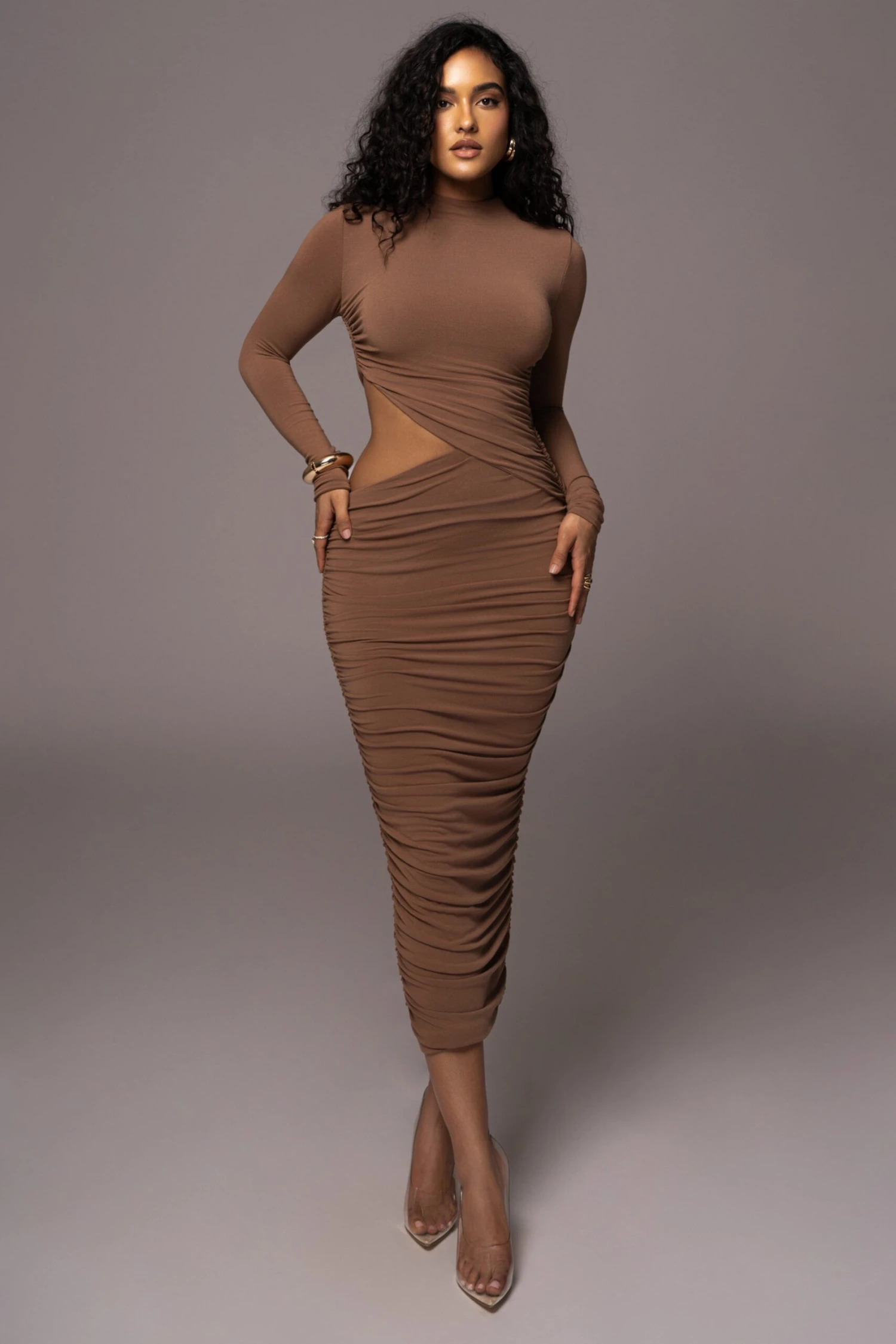 Pecan Clear Skies Mock Neck Dress 3 Pecan Clear Skies Mock Neck Dress - Image 3