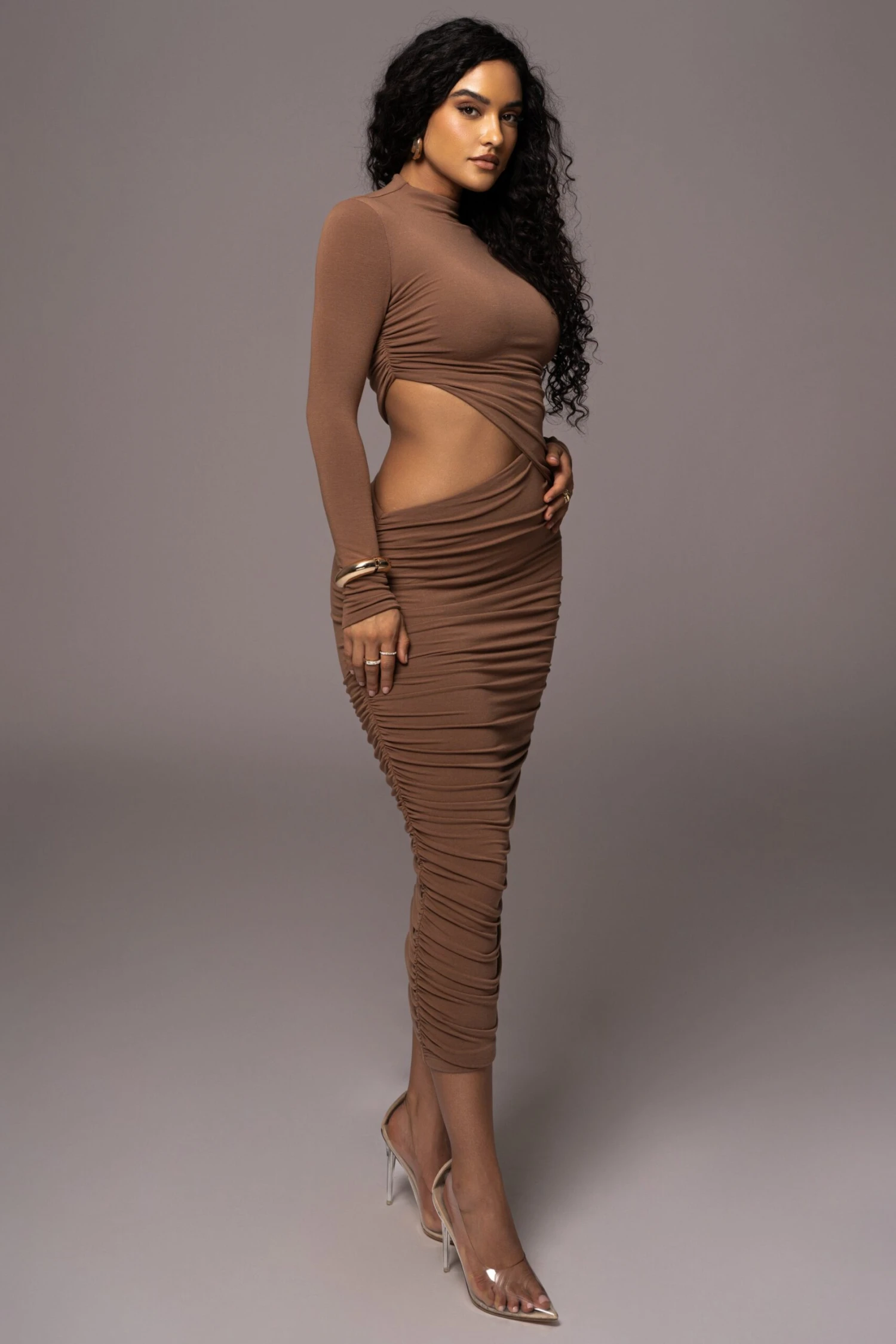 Pecan Clear Skies Mock Neck Dress 4 Pecan Clear Skies Mock Neck Dress - Image 4