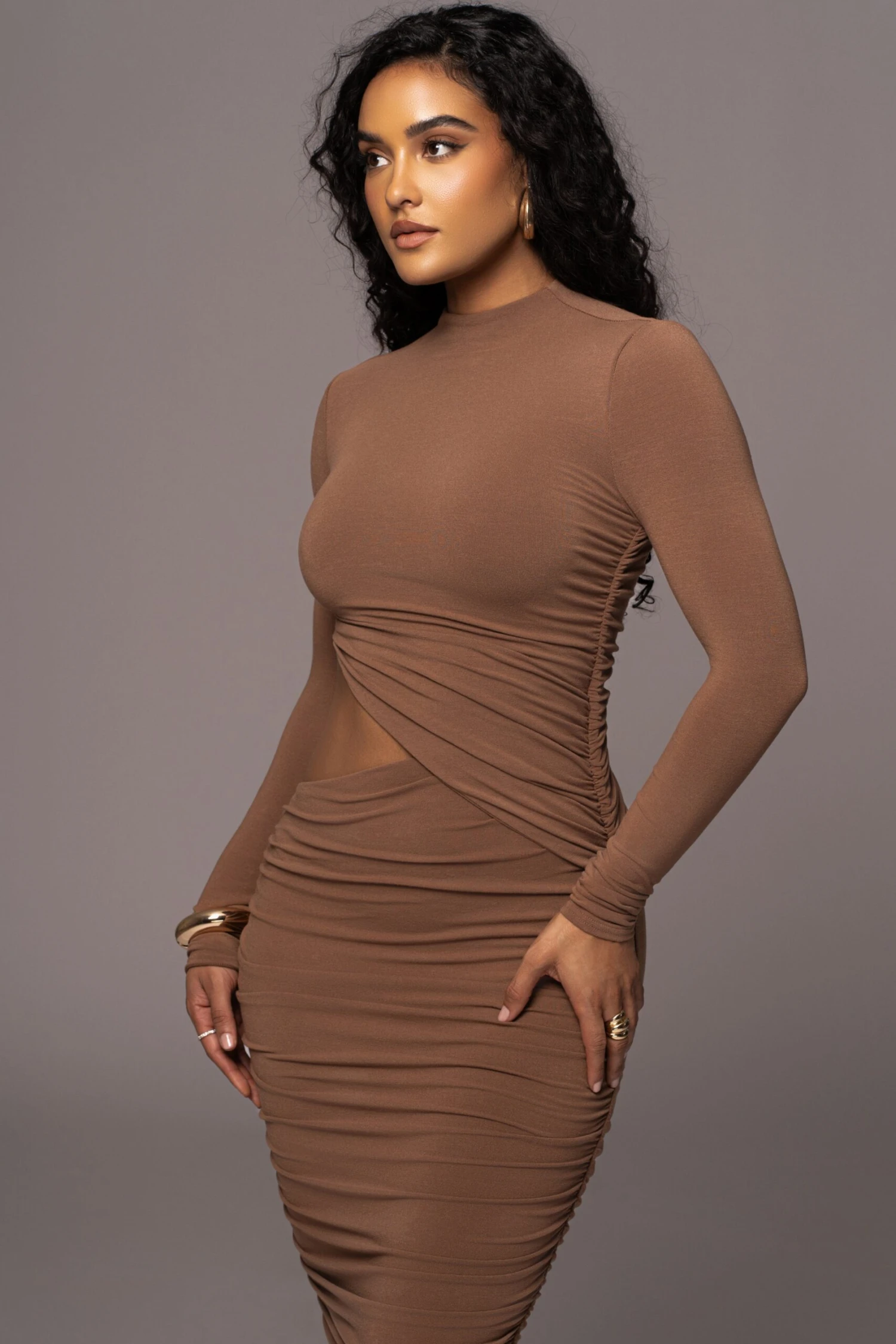 Pecan Clear Skies Mock Neck Dress 7 Pecan Clear Skies Mock Neck Dress - Image 7