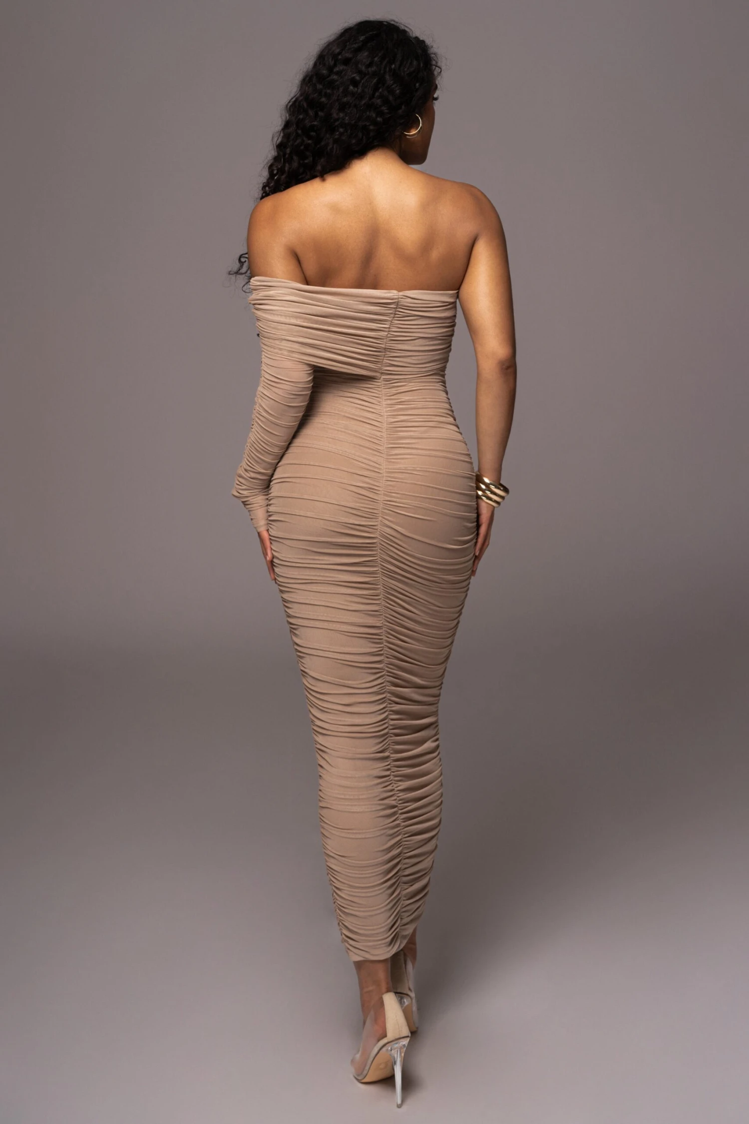 Tan Denise Ruched Dress 9 Tan Denise Ruched Dress - Image 9