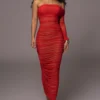 Red Denise Ruched Dress
