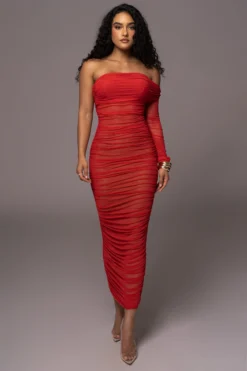 Red Denise Ruched Dress