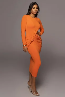 Jluxbasix Orange Modern Lovers Midi Dress 19 Jluxbasix Orange Modern Lovers Midi Dress -Trendify Store PRODUCT JUL222022 BASIX 100