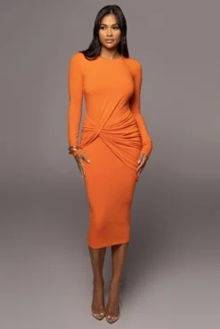 Jluxbasix Orange Modern Lovers Midi Dress 15 Jluxbasix Orange Modern Lovers Midi Dress -Trendify Store PRODUCT JUL222022 BASIX 99