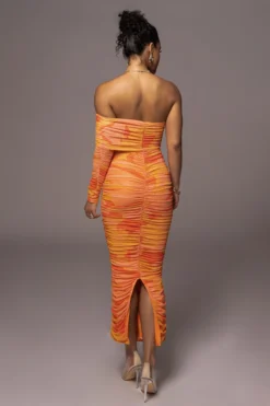 Orange Capri Ruched Dress -Trendify Store PRODUCT JUL262023 ASAP 27 scaled