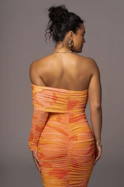 Orange Capri Ruched Dress -Trendify Store PRODUCT JUL262023 ASAP 28 scaled