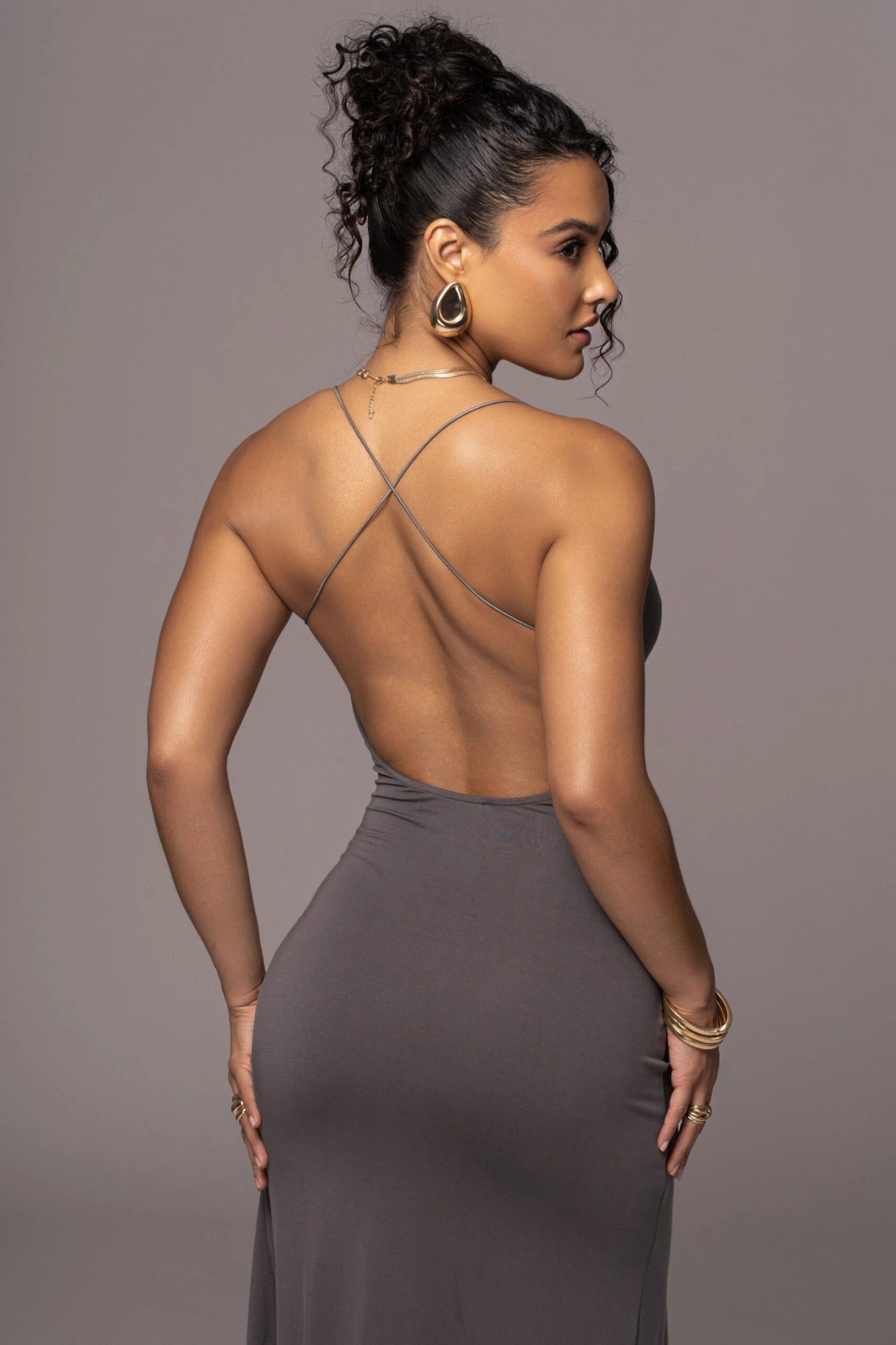 Grey Daniela Cowl Maxi Dress 2 Grey Daniela Cowl Maxi Dress - Image 2