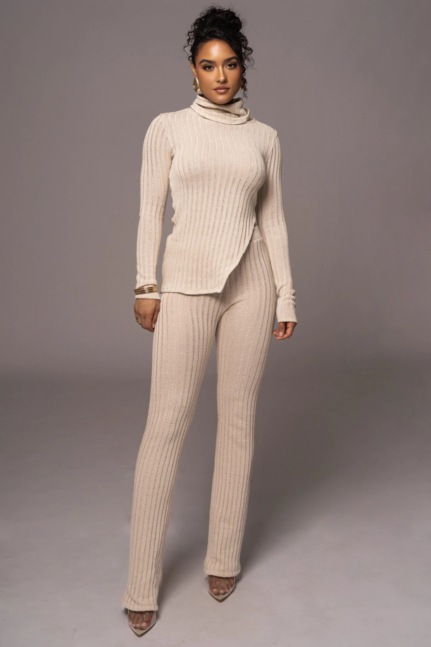Natural One Call Away Ribbed Turtleneck Top 4 Natural One Call Away Ribbed Turtleneck Top - Image 4
