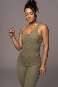 Olive Malibu Nights One Shoulder Bodysuit