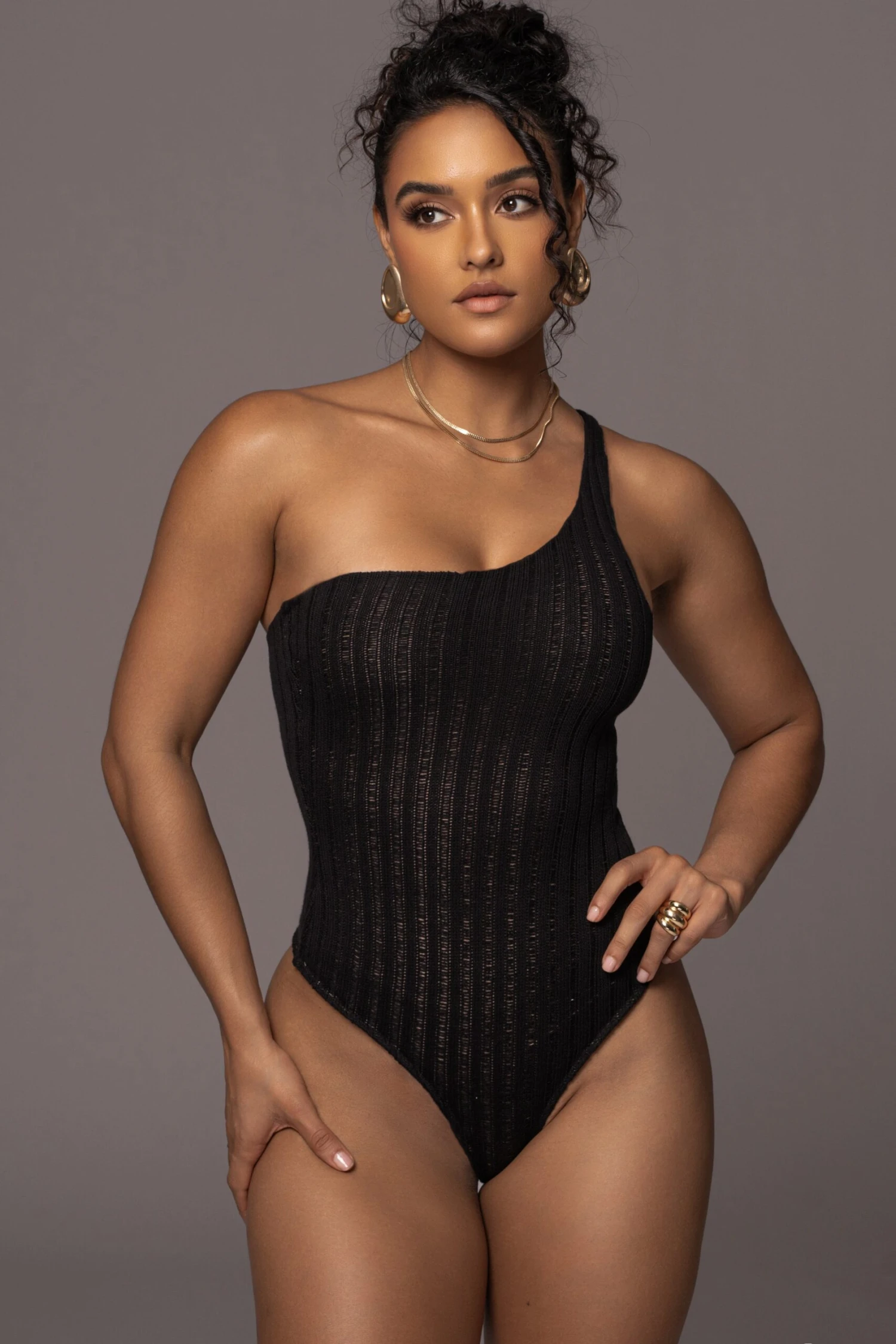 Black Malibu Nights One Shoulder Bodysuit 3 Black Malibu Nights One Shoulder Bodysuit - Image 3