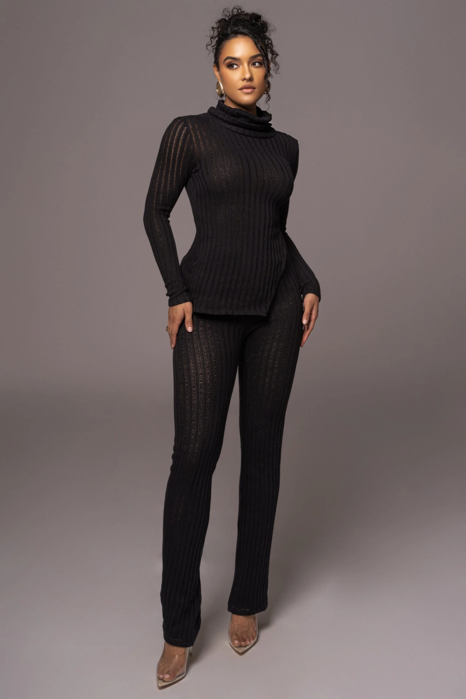 Black One Call Away Ribbed Turtleneck Top 2 Black One Call Away Ribbed Turtleneck Top - Image 2