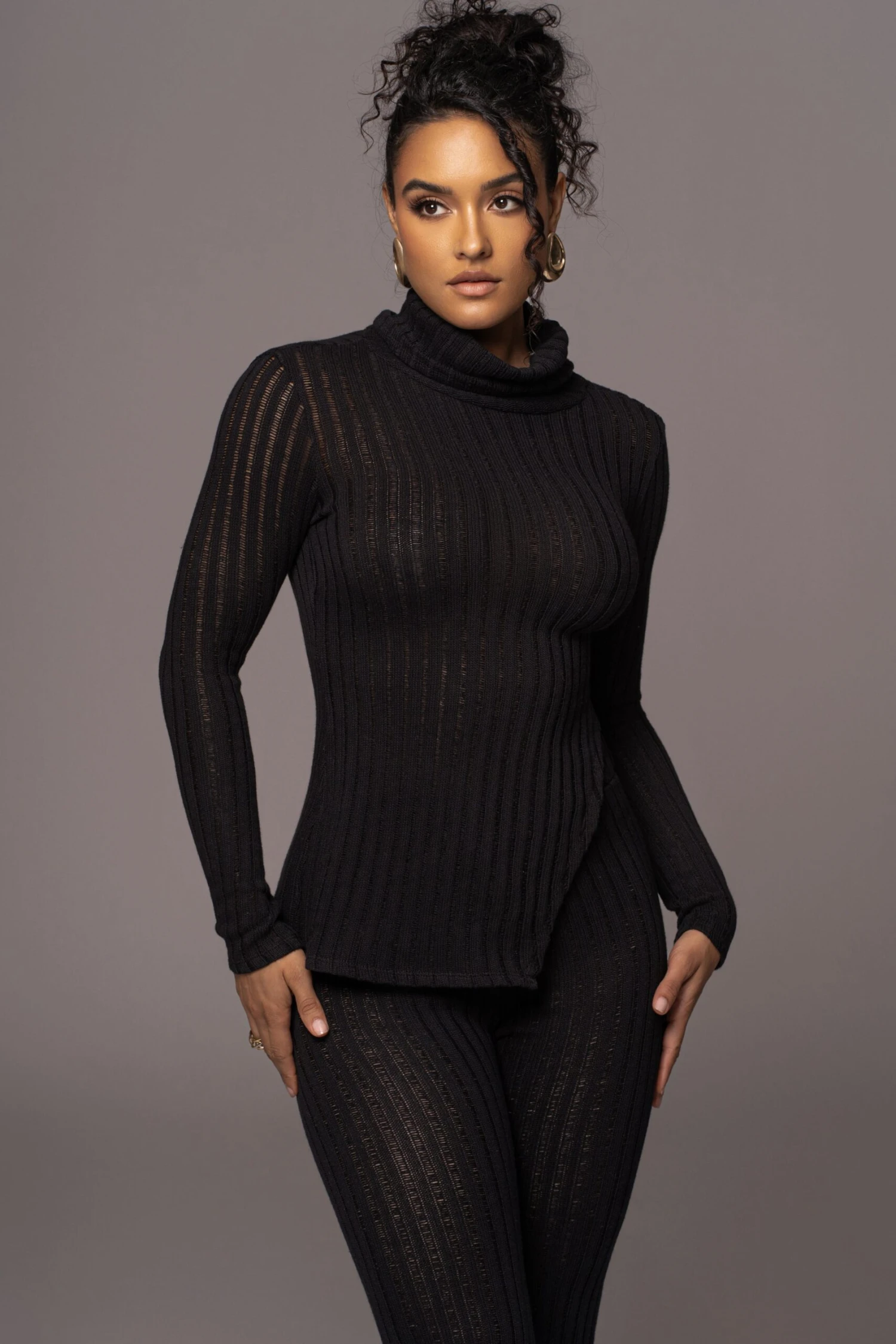 Black One Call Away Ribbed Turtleneck Top 1 Black One Call Away Ribbed Turtleneck Top