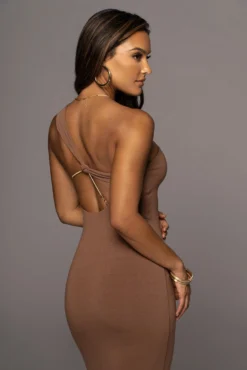 Pecan Meara One Shoulder Dress 21 Pecan Meara One Shoulder Dress -Trendify Store PRODUCT JUL282022 BASIX 212