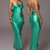 Green Irina Satin Strapless Maxi Dress