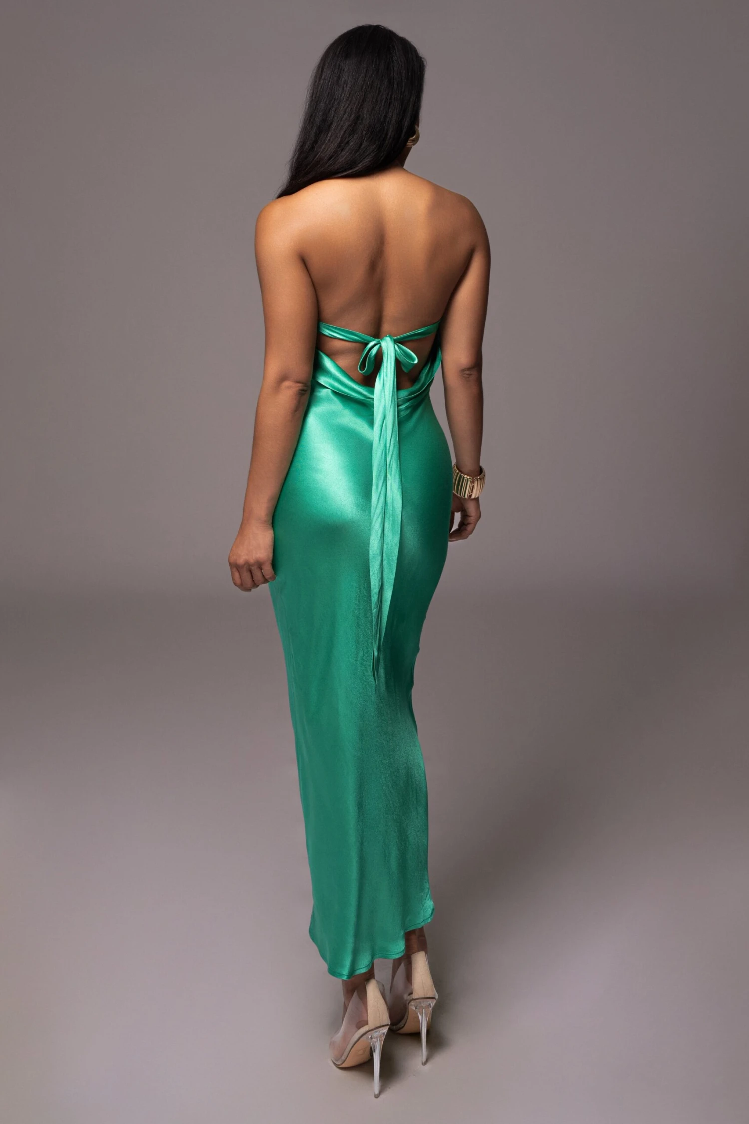Green Irina Satin Strapless Maxi Dress 9 Green Irina Satin Strapless Maxi Dress - Image 9