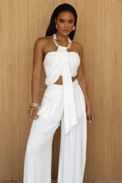 New Release 7 White TAKE A SEAT HALTER TOP