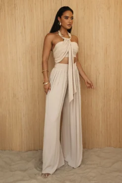 Beige After Sunset Pleated Pants