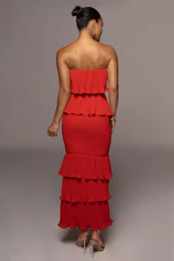 Red Casa Blanca Ruffle Dress -Trendify Store PRODUCT JUN22022 SUMMER3 119