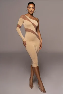 Tan Eyes For You Midi Dress