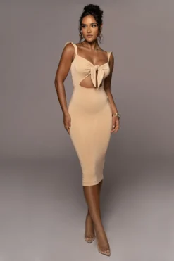 Tan Unica Front Tie Dress -Trendify Store PRODUCT JUNE14 SUMMER2 53