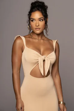 Tan Unica Front Tie Dress -Trendify Store PRODUCT JUNE14 SUMMER2 56