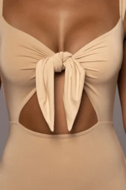 Tan Unica Front Tie Dress -Trendify Store PRODUCT JUNE14 SUMMER2 57