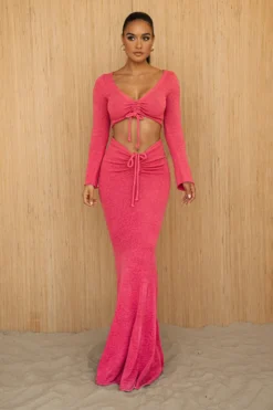 Fuchsia Resort Two-Piece Skirt Set