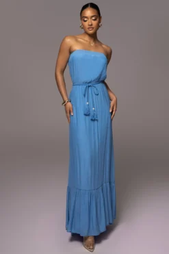 Blue Del Sol Linen Maxi Dress