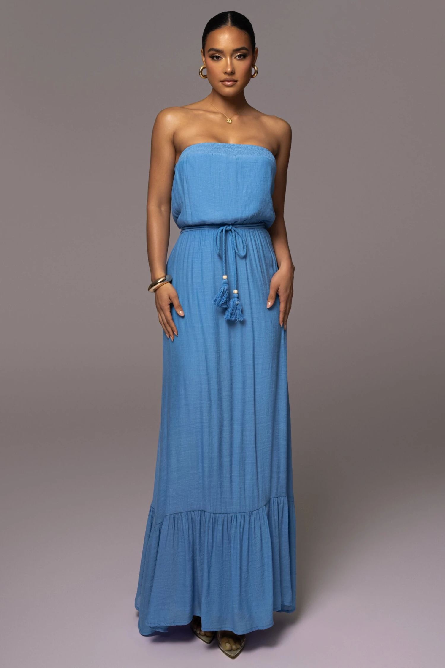 Blue Del Sol Linen Maxi Dress 3 Blue Del Sol Linen Maxi Dress - Image 3