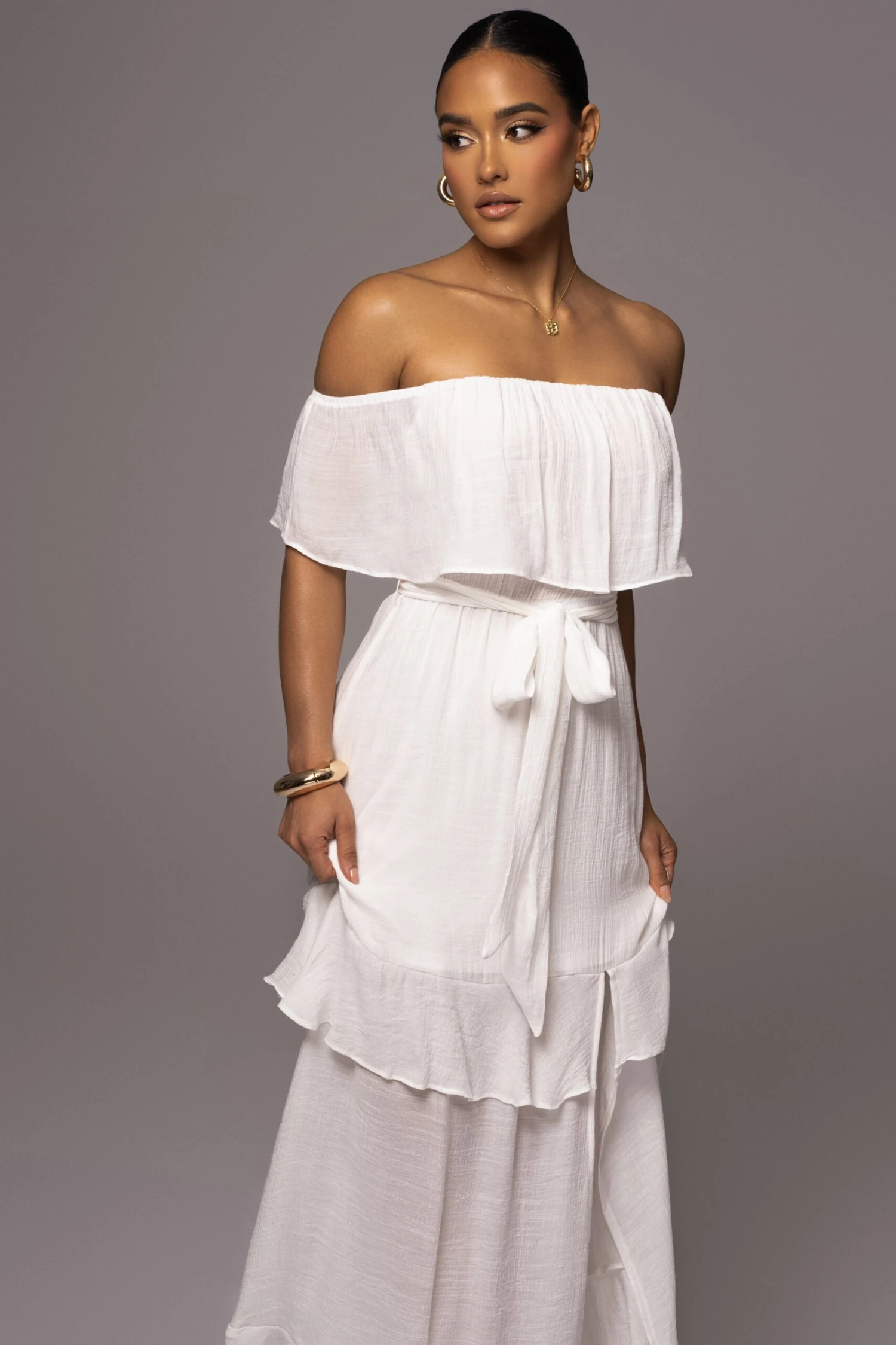 White Marsela Off-Shoulder Linen Maxi Dress 5 White Marsela Off-Shoulder Linen Maxi Dress - Image 5
