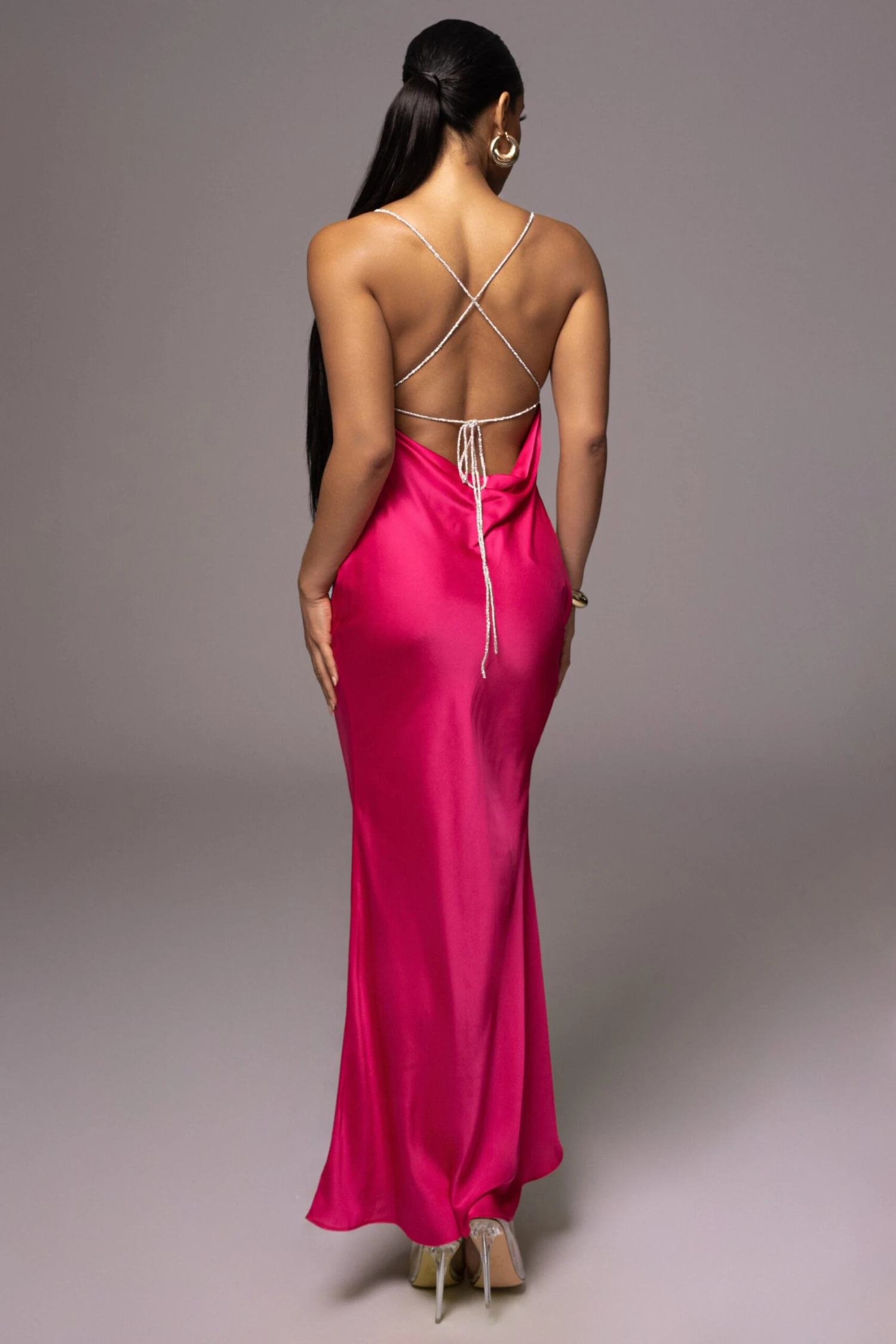 Pink Come Find Me Satin Maxi Dress 6 Pink Come Find Me Satin Maxi Dress - Image 6