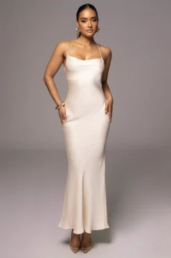 White Alessia Satin Maxi Dress