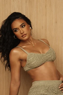 Moss Ocean Eyes Crochet Top