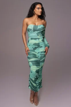 Green Capri Ruched Dress -Trendify Store PRODUCT JUNE82023 NEWARRIVALS 10 scaled