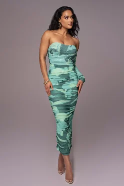 Green Capri Ruched Dress -Trendify Store PRODUCT JUNE82023 NEWARRIVALS 9 scaled