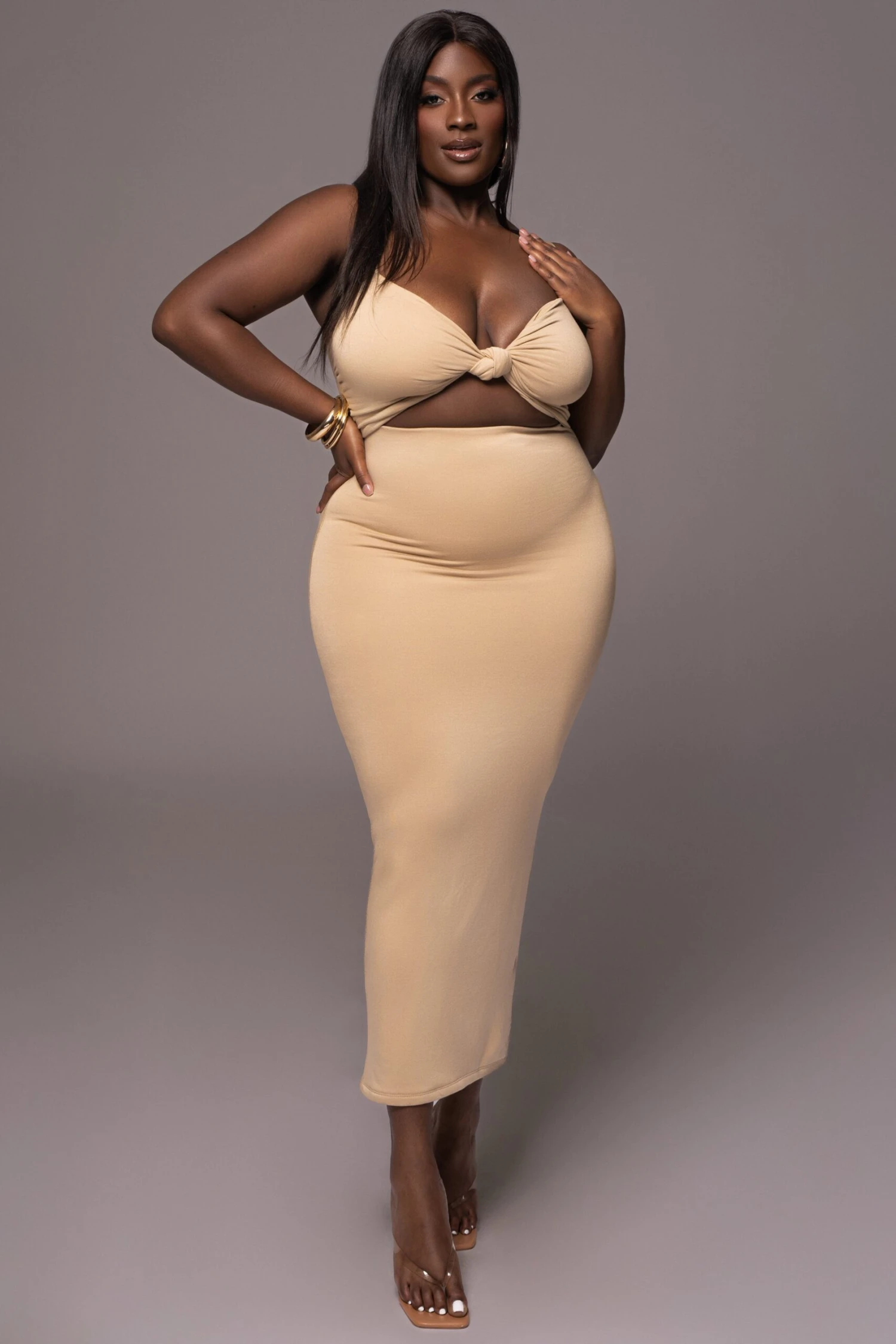 Beige Midnight Memories Midi Dress 1 Beige Midnight Memories Midi Dress