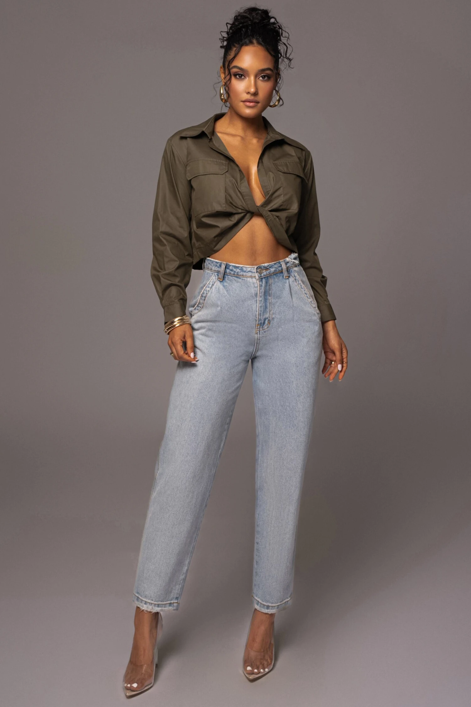 Olive Castella Twist Front Top 1 Olive Castella Twist Front Top