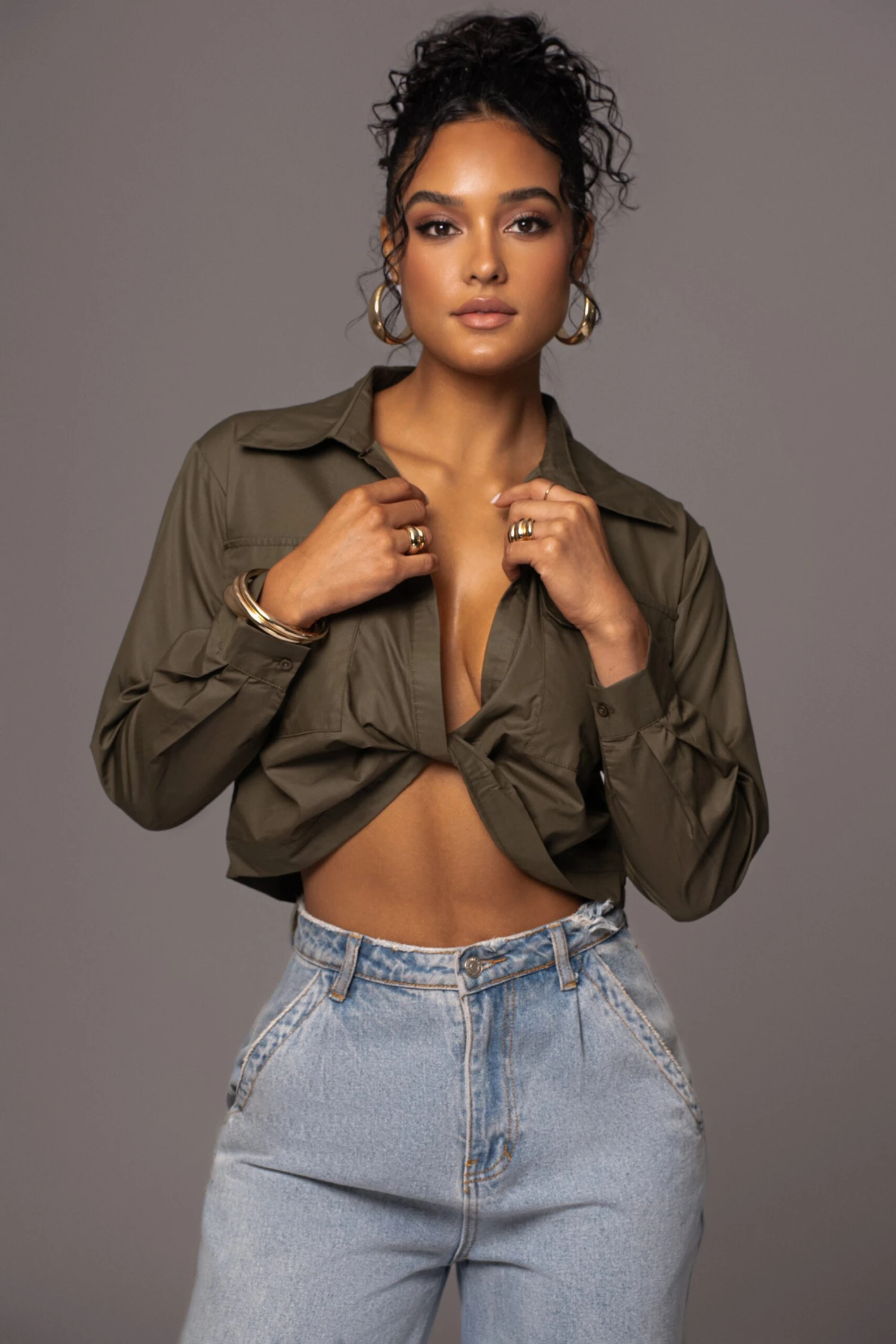 Olive Castella Twist Front Top 2 Olive Castella Twist Front Top - Image 2