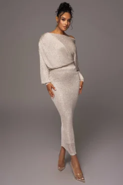 Beige Night Sky Sequin Skirt Set