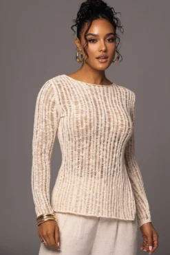 Light Beige Hideaway Crochet Knit Top