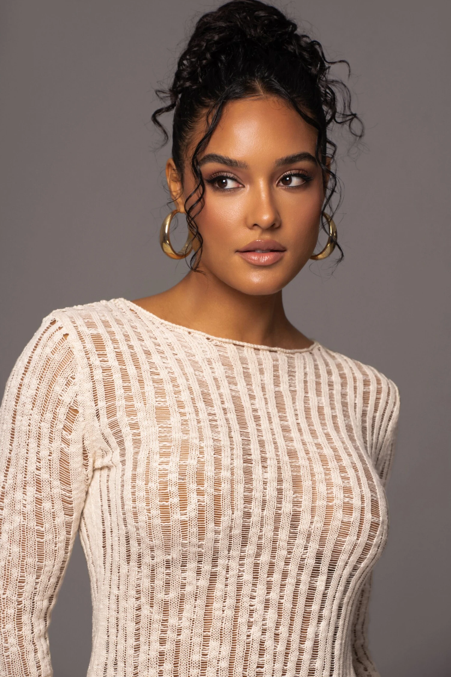 Light Beige Hideaway Crochet Knit Top 6 Light Beige Hideaway Crochet Knit Top - Image 6