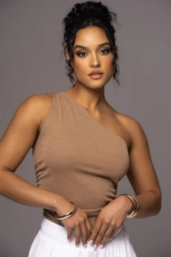 Tan Rebel One Shoulder Top