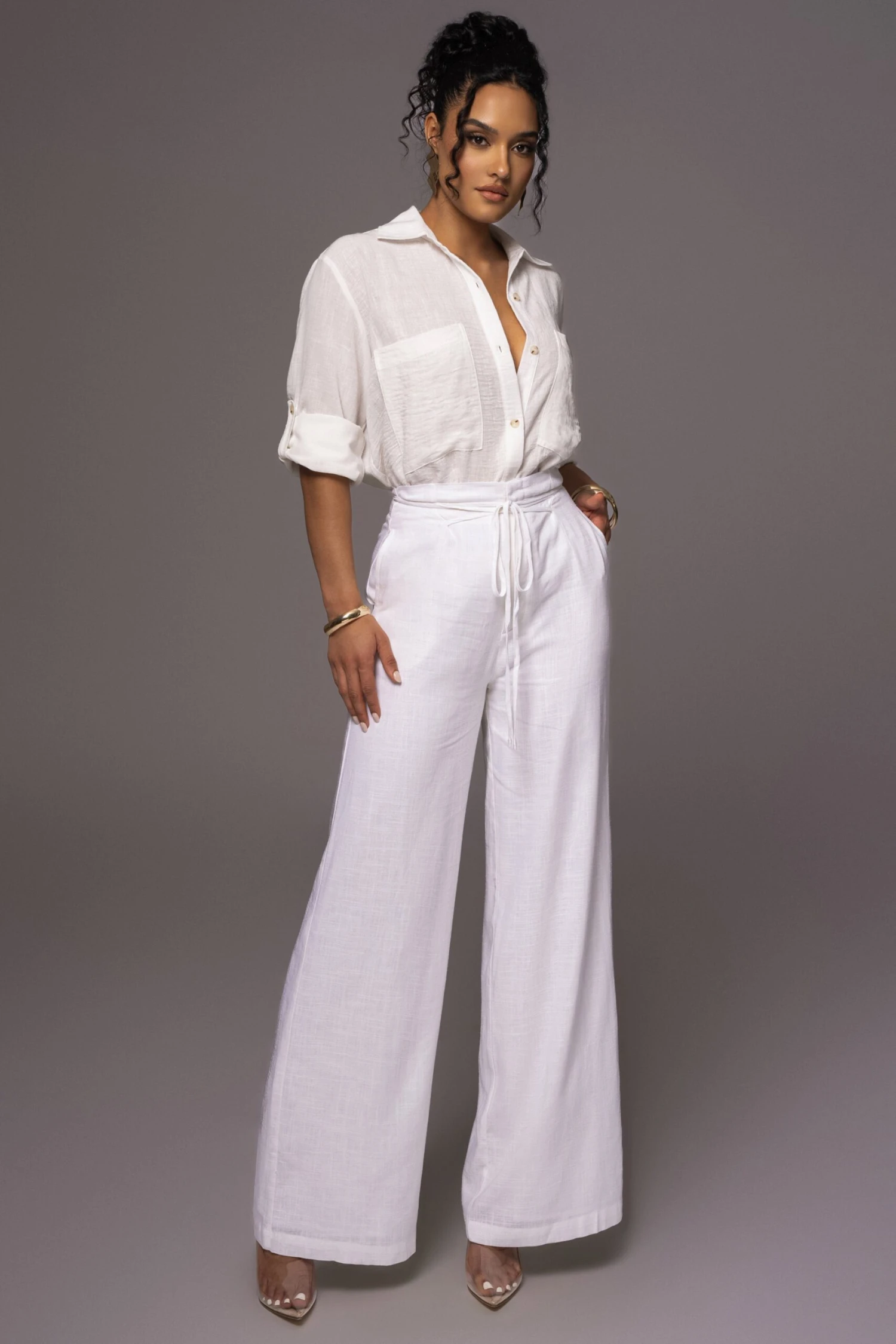 Off White By The Coast Crinkled Button Up 4 Off White By The Coast Crinkled Button Up - Image 4