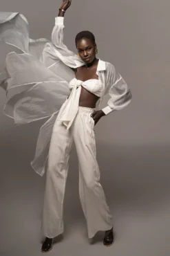 White Lia Button Front Shirt Dress