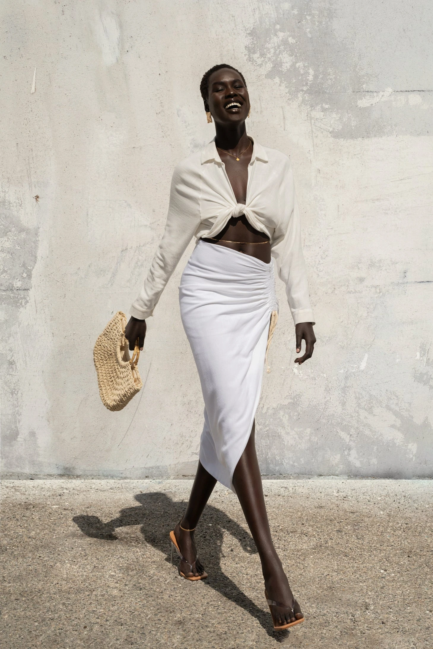 Ivory Spring Ruched Linen Skirt 3 Ivory Spring Ruched Linen Skirt - Image 3