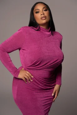Berry Kara Mock Neck Dress -Trendify Store PRODUCT NOV162021 PLUSSIZE 165