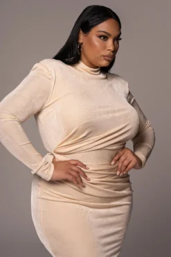 Buttercream Kara Mock Neck Dress -Trendify Store PRODUCT NOV162021 PLUSSIZE 36