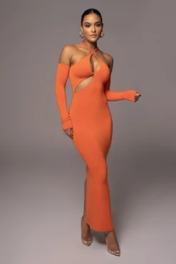 Orange Soledad Cross Maxi Dress